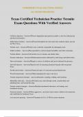 Texas Certified Technician Practice Termite Exam Questions With Verified Answers