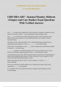 UHD MBA 6207 - Summer&sol;Monday Midterm &lpar;Chapter and Case Studies&rpar; Exam Questions With Verified Answers