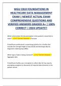 WGU C810 FOUNDATIONS IN  HEALTHCARE DATA MANAGEMENT  EXAM &vert; NEWEST ACTUAL EXAM  COMPREHENSIVE QUESTIONS AND  VERIFIED ANSWERS GRADED A&plus; &vert; 100&percnt;  CORRECT &vert; 2024 UPDATE&excl;&excl;