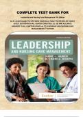COMPLETE TEST BANK FOR Leadership and Nursing Care Management 7th Edition by M&period; Lindell Joseph PhD RN FAONL FAAN Diane Huber PhD RN NEA-BC FAAN&vert;&vert; LATEST EDITION WITH ALL VERIFIED CHAPTERS &lpar; 01 -26&rpar; AND ACCURATE ANSWERS TO ALL CHAPTERS&period;GRADE A&plus; TO LEADERSH