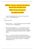 DHN311 Exam Tested Questions  Reviewed And Revised   With Correct Answers   Already Passed&excl;&excl; 