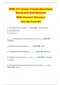 DHN 311 Exam Tested Questions  Reviewed And Revised   With Correct Answers   Already Passed&excl;&excl; 