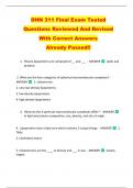 DHN 311 Final Exam Tested   Questions Reviewed And Revised   With Correct Answers   Already Passed&excl;&excl; 