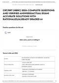 CRT&sol;RRT &lpar;NBRC&rpar; 2024 COMPLETE QUESTIONS AND VERIFIED ANSWERS&vert;ACTUAL EXAM&vert; ACCURATE SOLUTIONS WITH RATIONALES&sol;ALREADY GRADED A&plus;