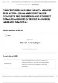 CPH CERTIFIED IN PUBLIC HEALTH NEWEST 2024 ACTUAL EXAM AND STUDY GUIDE COMPLETE 400 QUESTIONS AND CORRECT DETAILED ANSWERS &lpar;VERIFIED ANSWERS&rpar; &vert;ALREADY GRADED A&plus;