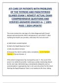 ATI CARE OF PATIENTS WITH PROBLEMS  OF THE THYROID AND PARATHYROID  GLANDS EXAM &vert; NEWEST ACTUAL EXAM  COMPREHENSIVE QUESTIONS AND  VERIFIED ANSWERS GRADED A&plus; &vert; 100&percnt;  PASS &vert; 2024 UPDATE&excl;