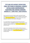 TCFP AND GFD HAZMAT OPERATIONS  FINAL TEST EXAM &lpar;2 VERSIONS&rpar; &vert; NEWEST  ACTUAL EXAM COMPREHENSIVE  QUESTIONS AND VERIFIED ANSWERS  GRADED A&plus; &vert; 100&percnt; PASS &vert; 2024 UPDATE&excl;