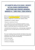 ATI DIABETES MELLITUS EXAM &vert; NEWEST  ACTUAL EXAM COMPREHENSIVE  QUESTIONS AND VERIFIED ANSWERS  GRADED A&plus; &vert; 100&percnt; PASS &vert; 2024 UPDATE&excl;