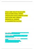 CHILD CARE FACILITY RULES AND REGULATIONS EXAM&comma; EXPERT UPDATE&lpar;2024-2025&rpar;&vert;VERIFIED EXAM QUESTIONS AND CORRECT ANSWERS&comma;ALL GRADED A&plus;&vert;GUARANTEED SUCCESS