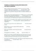 FLORIDA LICENSING EXAM QUESTIONS WITH ACCURATE ANSWERS