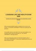 LOUISIANA LIFE AND HEALTH EXAM 2025 WITH GUARANTEED ACCURATE ANSWERS