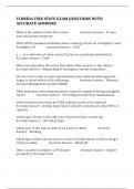 FLORIDA FIRE STATE EXAM QUESTIONS WITH ACCURATE ANSWERS