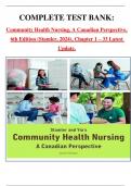 COMPLETE TEST BANK&colon; Community Health Nursing&comma; A Canadian Perspective&comma; 6th Edition &lpar;Stamler&comma; 2024&rpar;&comma; Chapter 1 &ndash; 33 Latest Update&period; 