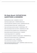 PA State Board- ESTHETICIAN QUESTIONS & ANSWERS