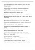 NIC COSMETOLOGY PRE-CERTIFICATION REVIEW- FINAL EXAM 1