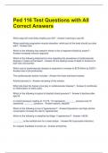 Ped 116 Test Questions with All Correct Answers 