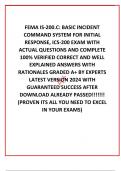  FEMA IS-200&period;C&colon; BASIC INCIDENT COMMAND SYSTEM FOR INITIAL RESPONSE&comma; ICS-200 EXAM WITH ACTUAL QUESTIONS AND COMPLETE 100&percnt; VERIFIED CORRECT AND WELL EXPLAINED ANSWERS WITH RATIONALES GRADED A&plus; BY EXPERTS LATEST VERSION 2024 WITH GUARANTEED SUCCESS AFTER DOW