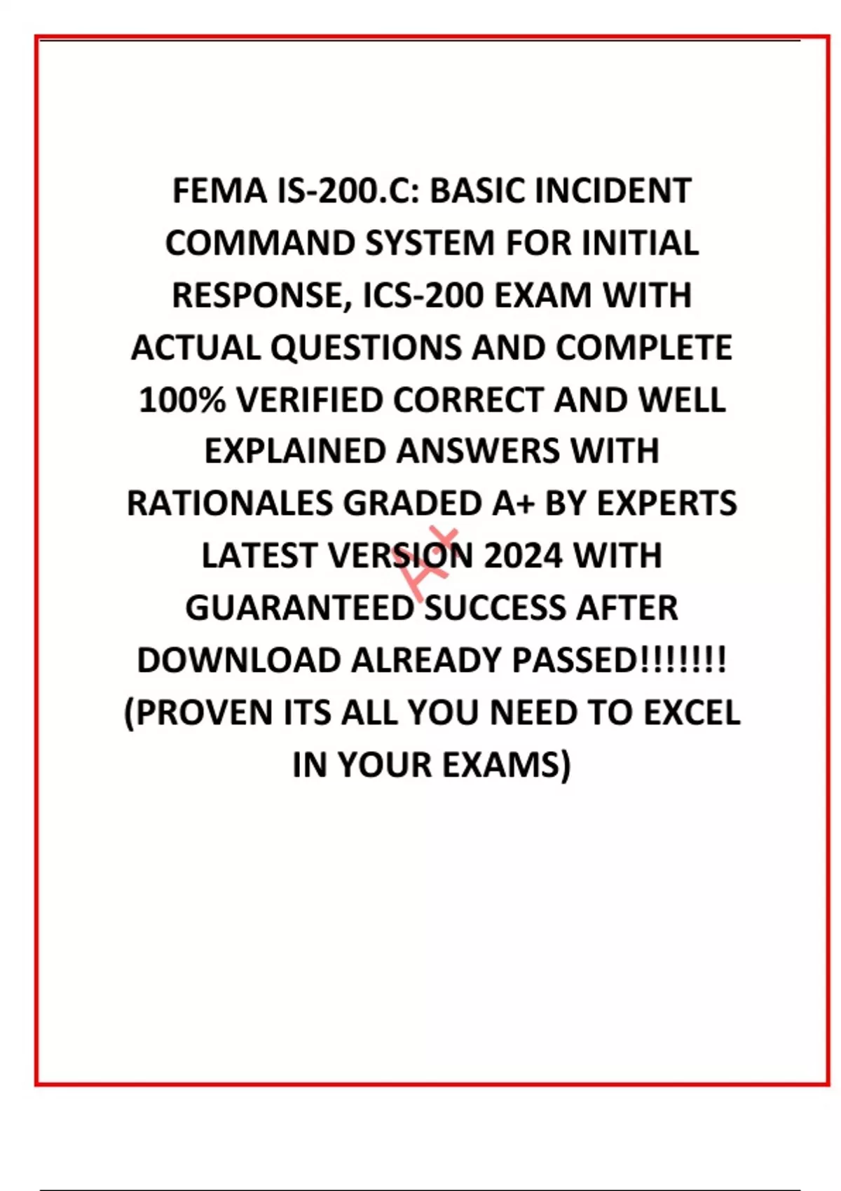 FEMA IS-200.C: BASIC INCIDENT COMMAND SYSTEM FOR INITIAL RESPONSE, ICS ...