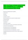 PED 116 FINAL EXAM QUESTIONS AND ANSWERS ALL CORRECT 100&percnt; GUARANTEED PASS 