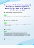 Final Exam&colon; NU661&sol; NU 661 &lpar;Latest 2024&sol; 2025 Update&rpar; Primary Care of Childbearing Woman Guide&vert; Qs & As &vert; Grade A&vert; 100&percnt; Correct &lpar;Verified Answers&rpar;- Regis