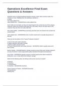 Operations Excellence Final Exam Questions & Answers