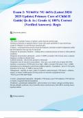 Exam 2&colon; NU665A&sol; NU 665A &lpar;Latest 2024&sol; 2025 Update&rpar; Primary Care of Child II Guide&vert; Qs & As &vert; Grade A&vert; 100&percnt; Correct &lpar;Verified Answers&rpar;- Regis