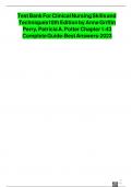 TEST BANK FOR CLINICAL NURSING SKILLS AND TECHNIQUES 10TH EDITION BY ANNE GRIFFIN PERRY&comma; PATRICIA A&period; POTTER CHAPTER 1-43 COMPLETE GUIDE