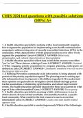 CHES EXAM &lpar;CERTIFIED HEALTH EDUCATION SPECIALIST&rpar; 2024 &sol;2025 NEWEST &excl;&excl; 2 EXAM VERSIONS AND EXAM PRACTICE QUESTIONS AND CORRECT DETAILED ANSWERS &lpar;VERIFIED ANSWERS&rpar; &vert;ALREADY GRADED A&plus;
