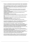 TEXAS LICENSING EXAM QUESTIONS AND ANSWERS