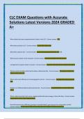 CLC EXAM Questions with Accurate Solutions Latest Versions 2024 GRADED A&plus;