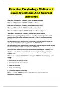 Exercise Pscyhology Midterm 1 Exam Questions And Correct Answers 