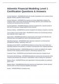 Adventis Financial Modeling Level 1 Certification Questions & Answers