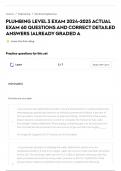 PLUMBING LEVEL 3 EXAM 2024-2025 ACTUAL EXAM 60 QUESTIONS AND CORRECT DETAILED ANSWERS &vert;ALREADY GRADED A