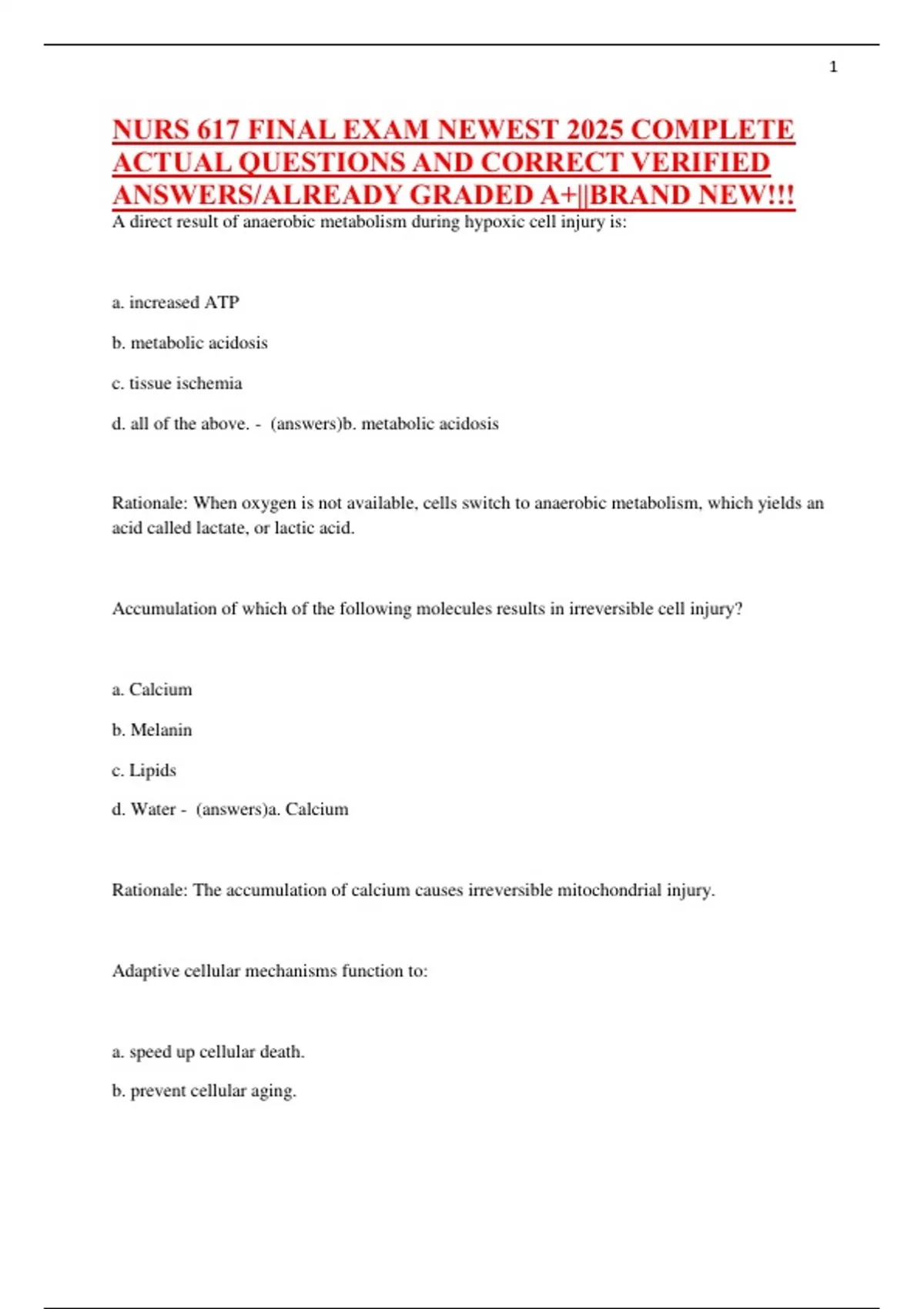 NURS 617 FINAL EXAM NEWEST 2025 COMPLETE ACTUAL QUESTIONS AND CORRECT ...