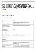 USPS SALES AND SERVICES ASSOCIATE TRAINING EXAM 2 LATESTVERSIONS 2023- 2024 &lpar;VERSION A & B&rpar; ACTUAL EXAM 300 REAL EXAM