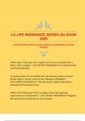 LA LIFE INSURANCE SERIES 101 EXAM 2025 WITH GUARANTEED ACCURATE ANSWERS