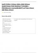 SAFE POPM 5 EXAM 2024-2025 &lpar;EXAM QUESTIONS FOR PRODUCT OWNER &sol; PROGRAMM MANAGEMENT&rpar; ACTUAL EXAM 200 REAL EXAM