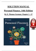 SOLUTION MANUAL Personal Finance&comma; 14th Edition By E&period; Thomas Garman&comma; Chapter 1 - 17