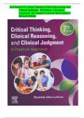 Test Bank For Critical Thinking Clinical Reasoning and Clinical Judgment 7th Edition A Practical Approach  All Chapters Covered 2024 Update | Revised Edition