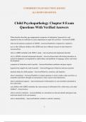 Child Psychopathology Chapter 8 Exam Questions With Verified Answers