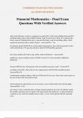 Financial Mathematics - Final Exam Questions With Verified Answers