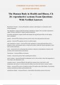 The Human Body in Health and Illness&comma; Ch 26&colon; reproductive systems Exam Questions With Verified Answers