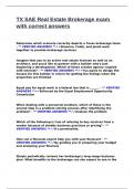 TX SAE Real Estate Brokerage exam with correct answers