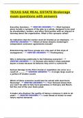 TEXAS SAE REAL ESTATE Brokerage exam questions with answers