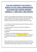 NUR 206 COMMUNITY HESI EXAM 2 &vert;  NEWEST ACTUAL EXAM COMPREHENSIVE  QUESTIONS AND VERIFIED ANSWERS  GRADED A&plus; &vert; 100&percnt; PASS &vert; 2024 UPDATE&excl;