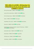 THE GREAT GATSBY- 100 Question Test UPDATED ACTUAL Exam Questions and  CORRECT Answers