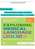 TEST BANK &Tab; Exploring Medical Language 11th Edition &Tab; by Myrna LaFleur Brooks Chapters 1 - 16 Complete