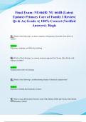 Final Exam&colon; NU664B&sol; NU 664B &lpar;Latest 2024&sol; 2025 Update&rpar; Primary Care of Family I Review&vert; Qs & As&vert; Grade A&vert; 100&percnt; Correct &lpar;Verified Answers&rpar;- Regis