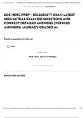 SOS NERC PREP - RELIABILITY EXAM LATEST 2024 ACTUAL EXAM 200 QUESTIONS AND CORRECT DETAILED ANSWERS &lpar;VERIFIED ANSWERS&rpar; &vert;ALREADY GRADED A&plus;