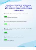 Final Exam&colon; NU665B&sol; NU 665B &lpar;Latest 2024&sol; 2025 Update&rpar; Primary Care of Family II Review&vert; Qs & As&vert; Grade A&vert; 100&percnt; Correct &lpar;Verified Answers&rpar;- Regis
